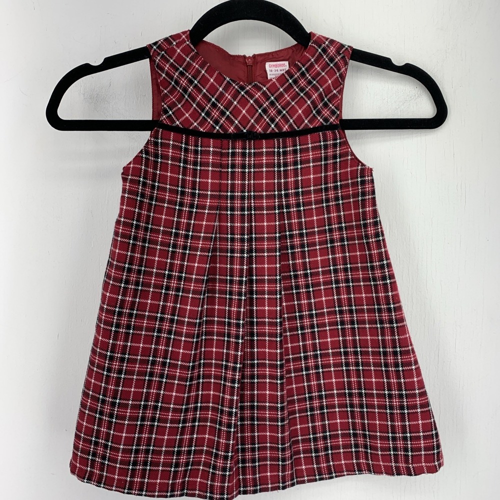 Vintage Y2K Gymboree Baby Girl 18-24 Mo Jumper Dress Red Plaid Christmas Holiday